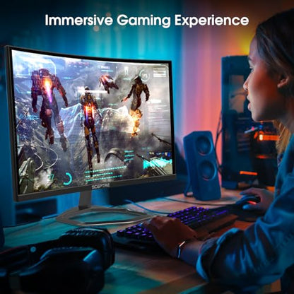 New! Sceptre Curved 24.5-inch Gaming Monitor up to 240Hz 1080p R1500 1ms DisplayPort x2 HDMI x2 Eye Care Build-in Speakers, Machine Black 2026 (C255B-FWT240 Series) - style: 2025 25" Curved 240Hz