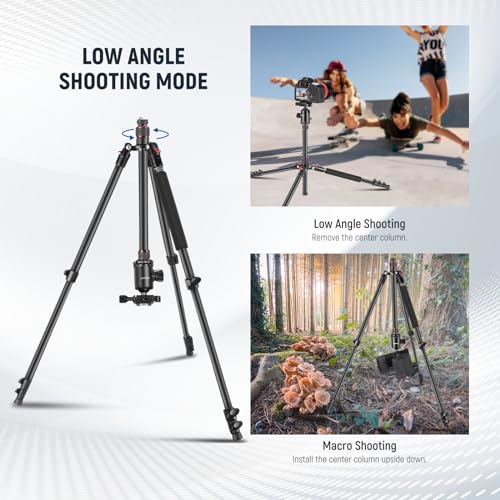 NEEWER 77" Camera Tripod Monopod with Cell Phone Holder Compatible with iPhone for Video Recording, Compact Aluminum Travel Stand with Ball Head QR Plate Bag Cleaning Cloth, Max Load 34lb, TP77 - style: Travel Tripod w/Cleaning Cloth