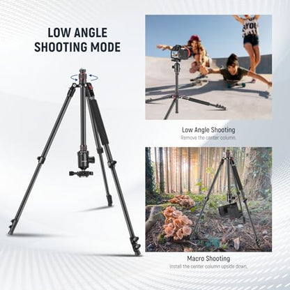 NEEWER 77" Camera Tripod Monopod with Cell Phone Holder Compatible with iPhone for Video Recording, Compact Aluminum Travel Stand with Ball Head QR Plate Bag Cleaning Cloth, Max Load 34lb, TP77 - style: Travel Tripod w/Cleaning Cloth