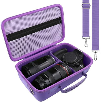 khanka Camera Case for Canon EOS Rebel R6 V/T7/T100/T6/R50/R100/R5/R7/R8/R6 Mark II/SL3 DSLR Camera,Travel Carrying Case for Canon EOS Rebel Camera and 18-55mm/18-45mm Lens(Purple Case Only) - color: Purple