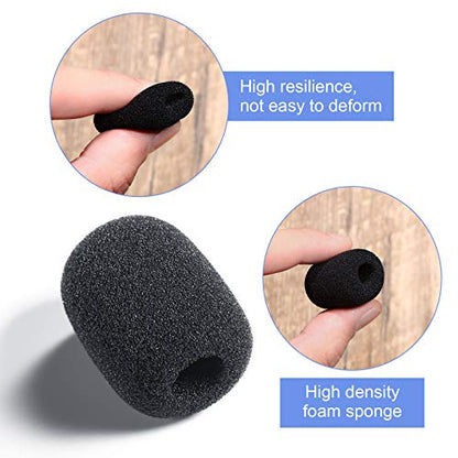 Frienda 100 Pieces Headset Mic Foam Cover Sponge Mini Microphone Windscreen Black Mic Shield Protection for Small Lapel and Headset Microphones