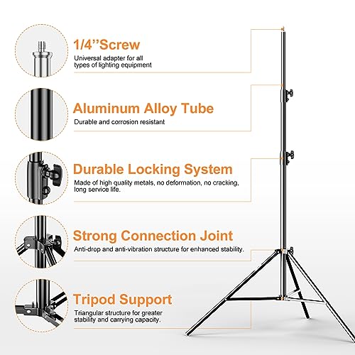 EMART Heavy Duty Light Stand 8.5ft, Spring Cushioned, Aluminum Alloy Construction, Photo Video Studio Tripod with Carrying Bag for Photography Lighting, Parabolic Softbox, Flash (1 Pack) - size: 1 Pack