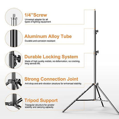 EMART Heavy Duty Light Stand 8.5ft, Spring Cushioned, Aluminum Alloy Construction, Photo Video Studio Tripod with Carrying Bag for Photography Lighting, Parabolic Softbox, Flash (1 Pack) - size: 1 Pack
