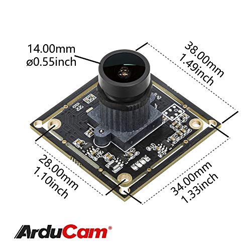 Arducam 1080P Low Light WDR Ultra Wide Angle USB Camera Module for Computer, 2MP CMOS IMX291 160 Degree Fisheye Mini UVC USB2.0 Webcam Board with Microphone, 3.3ft Cable for Windows Linux Mac OS - size: 160°(D), Fisheye Lens