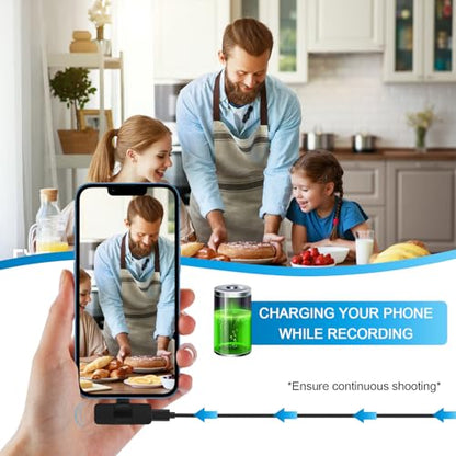 USB C Wireless Lavalier Microphone for iPhone 17 16 Pro Max 16e 15,Samsung Galaxy S25 A16 S24 Ultra,Noise Reduction Mini Lapel Mic Clip on,Lav Mic on Video Recording,Tiktok,Youtube,Vlog,Live Streaming