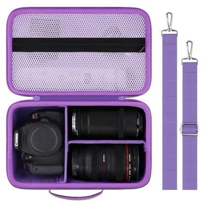 Camera Case Compatible with Canon EOS Rebel T7/T100/R50/R100/R5/R6 V//R6 Mark II DSLR Camera with 18-55mm Lens,Sony,Nikon DSLR Camera Protective Case with Shoulder Strap (Purple Case) - color: Purple Case