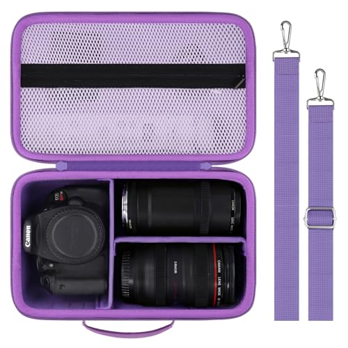 Camera Case Compatible with Canon EOS Rebel T7/T100/R50/R100/R5/R6 V//R6 Mark II DSLR Camera with 18-55mm Lens,Sony,Nikon DSLR Camera Protective Case with Shoulder Strap (Purple Case) - color: Purple Case