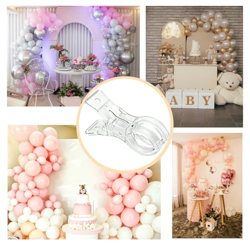 20 Pcs Balloon Arch Clips - Clear Strong Grip Clips for Balloon Arch Backdrop, 1.8 Inch Wide Opening, Reusable Balloon Spring Clamps for Arch Stand Garland Wedding Birthday Baby Shower