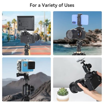 UTEBIT Mini Ball Head, with 3/8" to 1/4" Adapter Ballheads Black | 360° Pan 90° Tilt Tripods Mount with 24mm Ball Head Metal Low Profile, Camera Mount Adapter Holder for Phone/DLSR Camera - style: 24mm Ball Head