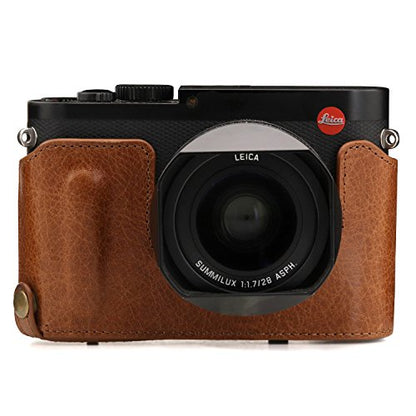 Mega Gear Leica Q-P, Q (Typ 116) Ever Ready Genuine Leather Camera Case and Strap, with Battery Access, Brown - color: Brown