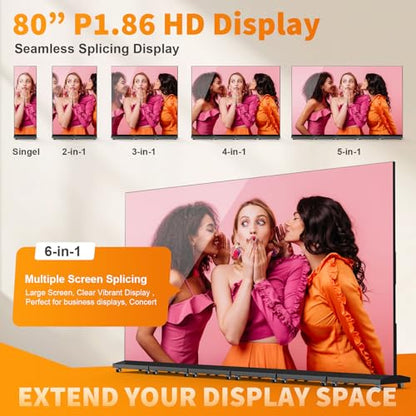 80" LED Digital Signage Display with Flight Case, P1.86 Foldable Spliceable LED Poster Screen Kiosk with Content Management System, WiFi/USB/HDMI for Events, Rentals & Commercial Use (Black, 1 Panel) - size: 1 Unit & Flight Case