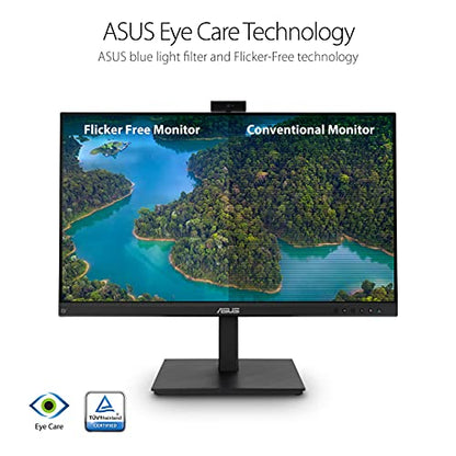 ASUS 27” 1080P Video Conference Monitor (BE279QSK) - Full HD, IPS, Built-in Adjustable 2MP Webcam, Mic Array, Speakers, Eye Care, Wall Mountable, Frameless, HDMI, DisplayPort, VGA, Height Adjustable - style: 27" Webcam Mic Array