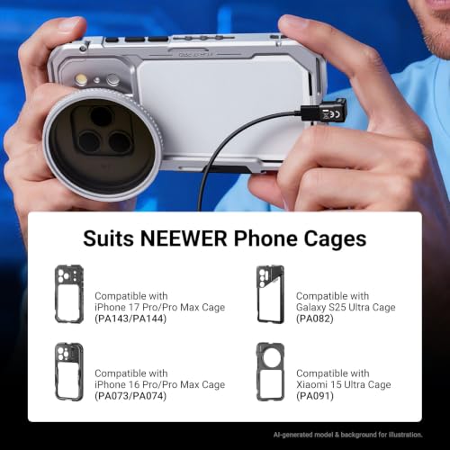 NEEWER USB Type C Adapter, 180 Degree U Shaped USB C OTG Adapter Extender Mobile Photography Accessories Compatible with iPhone 17 16 15 Samsung S25 Ultra Phone Cage & Case, PS017