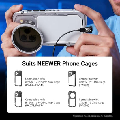 NEEWER USB Type C Adapter, 180 Degree U Shaped USB C OTG Adapter Extender Mobile Photography Accessories Compatible with iPhone 17 16 15 Samsung S25 Ultra Phone Cage & Case, PS017