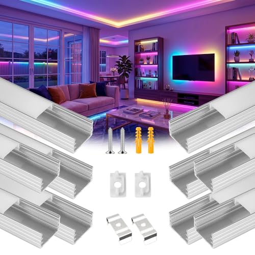 10Pack 3.3FT/1M LED Aluminum Channel U Shape with Milky White Cover Lens for 8/10/12mm LED Strip Lights,LED Diffuser Channel Even Glow for Living Room,Stairs,Kitchen,Cabinet - size: U Shape ≤12mm Width Led