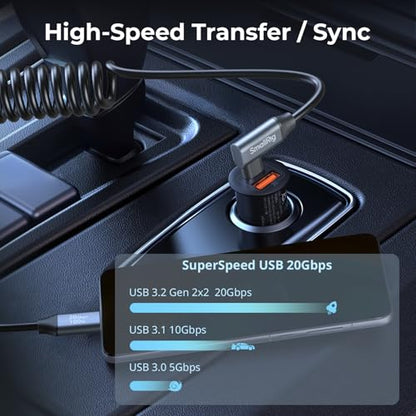 SMALLRIG USB C to USB C Coiled Data Cable (Straight to Angled), 90 Degree USB C Cable 20Gbps High Speed Data Transfer, Support PD 100W Fast Charging, for iPhone, Laptops and Cameras etc. - 4792 - size: 1.15FT-3.28FT, style: Straight to Angled Coiled