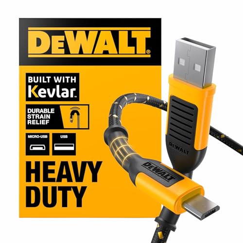 DEWALT Heavy Duty USB to Micro-USB Cable, Jobsite Micro USB Connector Cable, High Speed Charging Cord for Compatible Android Phones, Cameras, Legacy Devices, 4 ft - size: 4 Foot