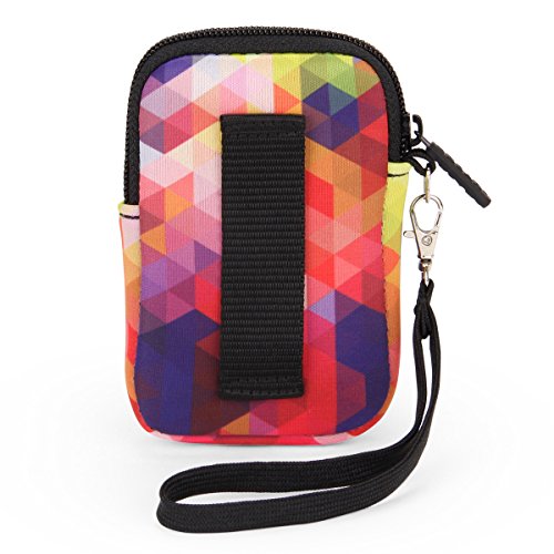 USA Gear Small Camera Pouch with Wrist Strap, Belt Loop - Small Digital Camera Case Fits Canon Powershot, Sony Cybershot, Nikon Coolpix, Kodak PIXPRO, G7 Mark iii - Fits 4.5 Inch Models - color: Geometric