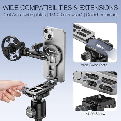Magnetic Pocket Phone Tripod Foldable Compatible with Magsafe for iPhone 17/16/15/14/13/12 Plus Pro Max Series, Upgrade Mini Cell Phone Tripod Mount Handle Smartphone Desk Stand Travel All in One