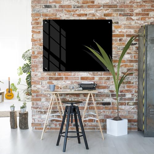 Magnetic Blackboard 48“ x 36” Black Glass Dry-Erase Board Wall-Mounted Frameless Whiteboard Bulletin Board Suitable for Offices, Schools, and Homes(Black) - size: 36"W x 48"H