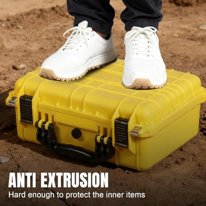Jack Boss 16x 12.8x 6.8 Inch Hard Case, Portable Weather Waterproof Protective Camera Case with Customizable Foam, Fit Use of Drones, Camera, Equipments, Yellow - color: YELLOW, size: 16x12.8x6.8"