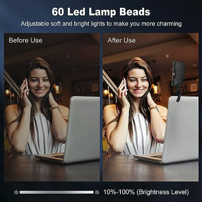 Selfie Light, Phone Light with Front & Back Clip, 60 LED Portable Light with 3 Modes, 5000mAh Rechargeable Video Light for Phone, iPhone, IPad, Laptop, TikTok, Makeup, Live Stream, Vlog(Black) - color: Black