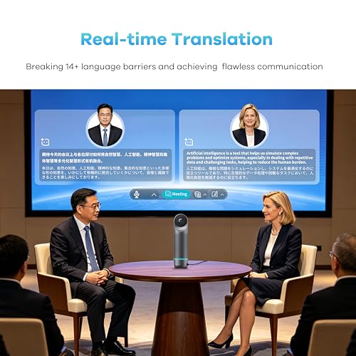 KanDao Meeting PRO 2 4K HDR Video Conference Camera with SmartNote,360 Degree, Auto Tracking, Noise-Canceling Mics, Works with Zoom, Teams & More(Real-Time Translations/Meeting Summary/Content Recap) - color: Black-Grey