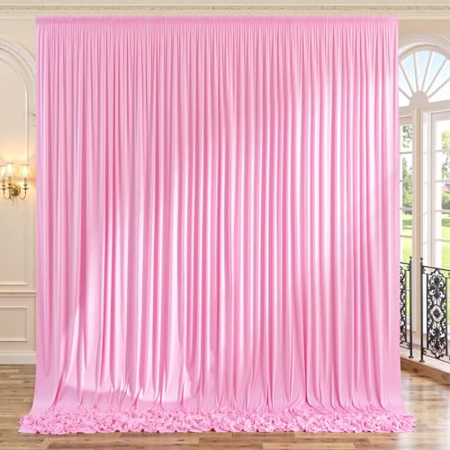 10ft x 10ft Wrinkle Free Pink Backdrop Curtains for Parties, Polyester Baby Pink Backdrop Drapes 2 Panels 5x10ft for Wedding Girl Birthday Party Photography Background - color: Pink, size: 10ftx10ft