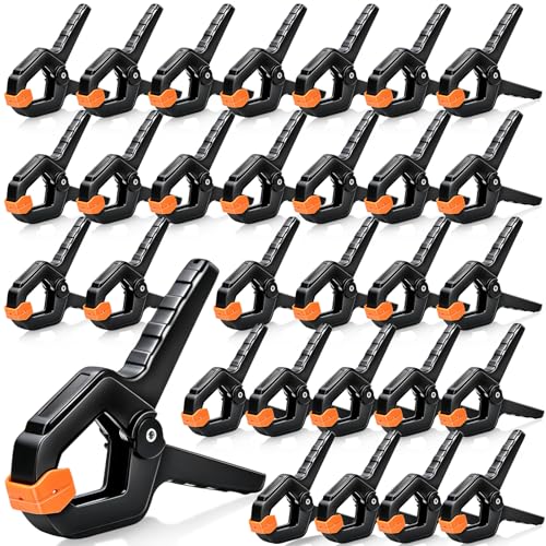 30 Pack Spring Clamps, Balloon Arch Clips, Backdrop Clips, 3.5 inch Heavy Duty Clip Plastic Spring Clip, Hand Wood Clamp for Woodworking, Small Clamp for Crafts, Tarp, Hanging, Table, Pool Cover - color: Orange, size: 3.5 inch_30pcs