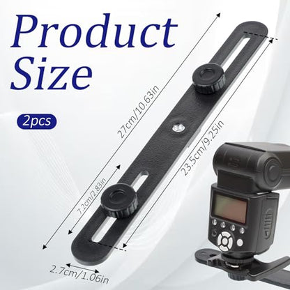 2 Pcs Dual Selfie Light Holder Tripod Mount Stand 10 '' Flash Bracket Dual Camera Mount Extension Bar 1/4 Screw Tripod Mounts Straight Flash Brackets for DSLR Camera LED Light Video Microphone