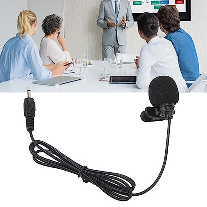 Wired Lavalier Microphone, Omnidirectional Condenser On Mic with Windproof Sponge and Noise Reduction Chip, for Interviews Meetings Recording Computer