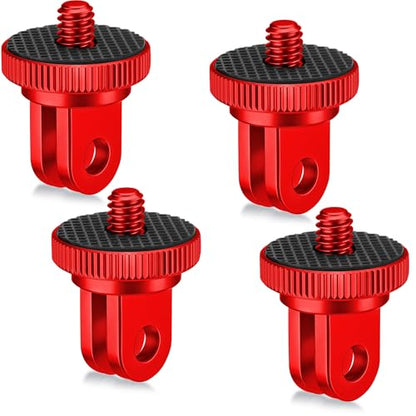 Frienda 4 Pieces Aluminum Camera Tripod Mount Adapter 1/4-20 Conversion Adapter for Tripod Compatible with GoPro Action Cameras and Other Standard 1/4 Accessories(Red) - color: Red