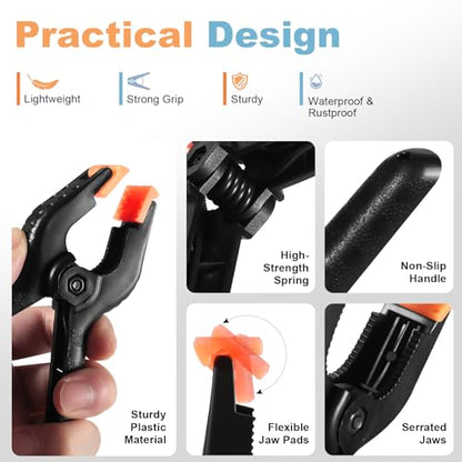 10 Pcs Spring Clamps, PureGuard 4.5 Inch Plastic Balloon Arch Clips Clamps Heavy Duty for Arch Backdrop Stand Woodworking Photography Crafts Decoration, Black