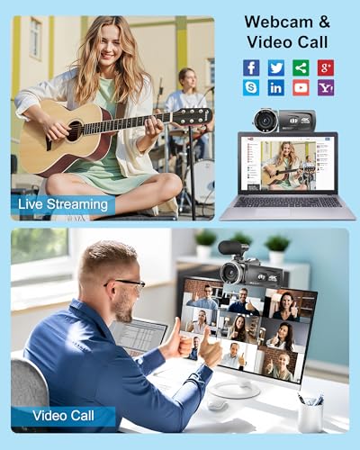 4K Video Camera Camcorder 48MP 60FPS UHD for YouTube Vlogging 18X Digital Zoom 3" IPS 270° Flip Screen Video Camcorder with Wireless Lavalier Microphone, 32GB SD Card, 2 Batteries and Remote Control