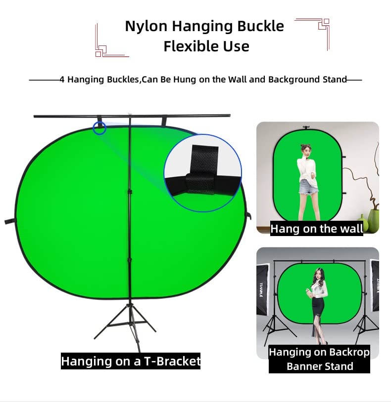 47.2x59.1inch/1.2x1.5m Chromakey Green Screen， Blue & Green 2 in 1 Double Sided Pop Up Collapsible Backdrop for Vlogging and Video Conferencing with Storage Bag - size: 47.2×59.1 inches