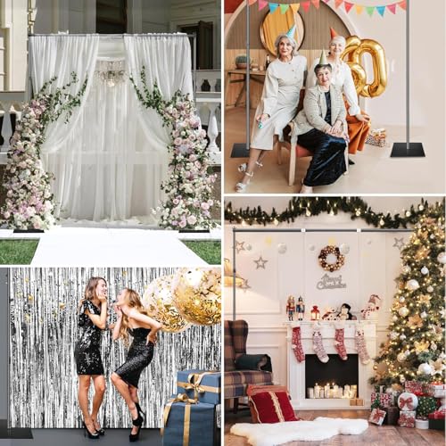 Backdrop Stand, 6.5ft Height 9ft Width Adjustable Photography Background Support Poles with Heavy Duty Flat Base, Photo Metal Steel Pipe and Drape Frame Kit for Parties Birthday Wedding