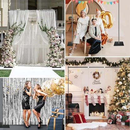 Backdrop Stand, 6.5ft Height 9ft Width Adjustable Photography Background Support Poles with Heavy Duty Flat Base, Photo Metal Steel Pipe and Drape Frame Kit for Parties Birthday Wedding