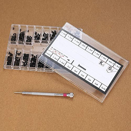 500 Pcs Small Replacement Screws, M1.2/M1.4/M2.0 Black Tiny Micro Laptop Computer Electronic Assortment Kit, Glasses Watches Hard Drive SSD Repair Screws, with Screwdriver