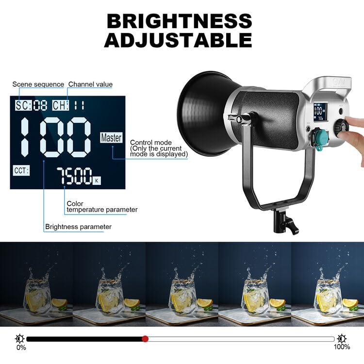 GVM 300W Video Light Kit, Studio Lighting with Bowens Mount, 2700~7500K,112000Lux@0.5m Photography Lighting with APP DMX, CRI 97+, 8 Scene Lights for Film Recording