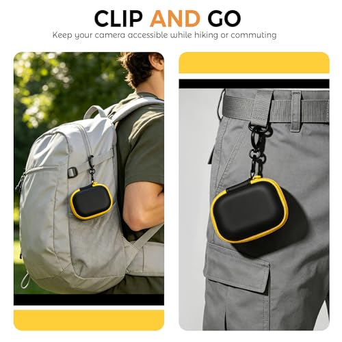 Small Hard Carrying Case for Kodak CHARMERA Keychain Digital Camera, Waterproof Protective Storage Pouch for Mini Keychain Camera Accessories, with Mesh Pocket & Sturdy Metal Hook (Black)
