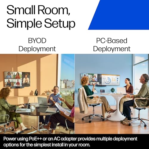 Poly Studio V12 – USB Video Bar for Small Rooms - 4K 20MP Camera, AI-Enhanced Audio, Noise Cancellation, Poly Lens Management - Microsoft Teams, Zoom & Google Meet Compatible - Thoughtfully Made