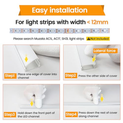 Muzata 10Pack 6.6FT/2M LED Channel Aluminum U Shape Silver LED Strip Diffuser Channel with Milky White Cover Easy Installation U1SW WW 2M - size: 10Pack