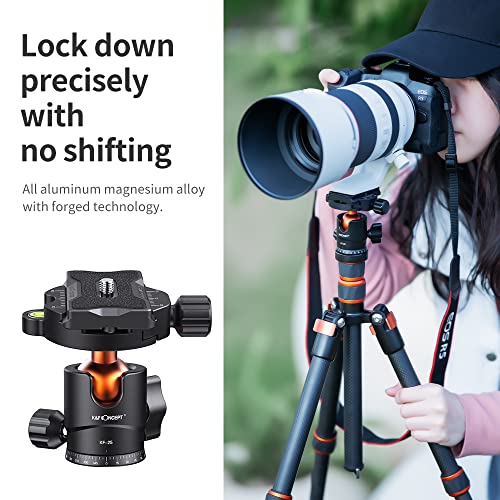 K&F Concept 25mm Metal Tripod Ball Head 360 Degree Rotating Panoramic with 1/4 inch Quick Release Plate Bubble Level for Tripod Monopod Slider Camera Camcorder up to 18 pounds/8 kilograms BH-25 - size: 8 kg Capacity