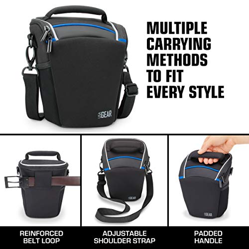 USA Gear DSLR Camera Case for Men and Women with Top Loading Accessibility, Adjustable Shoulder, Small Camera Sling Bag, Travel Padded Handle - Camera Holster Bag for Nikon, Canon, Panasonic (Black) - color: Black