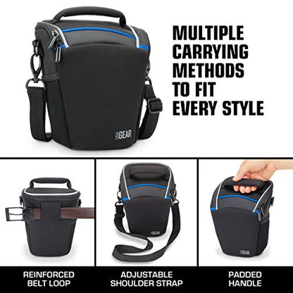 USA Gear DSLR Camera Case for Men and Women with Top Loading Accessibility, Adjustable Shoulder, Small Camera Sling Bag, Travel Padded Handle - Camera Holster Bag for Nikon, Canon, Panasonic (Black) - color: Black
