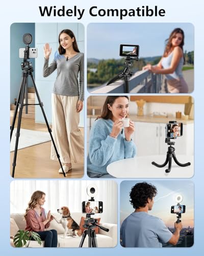 UBeesize Vlogging Kit for iPhone/Android, YouTube Starter Kit with Wireless Lavalier Microphone, Full & Flexible Tripods, LED Fill Light, for Tiktok Content Creators, Video Recording & Live Streaming