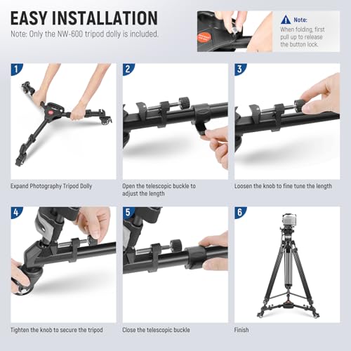 NEEWER Photography Tripod Dolly, Heavy Duty 33lbs Capacity Tripod Wheels with 2 inch Rubber Wheels, Adjustable Leg Mount and Carry Bag for Canon Nikon Sony DSLR Cameras Camcorder Photo Video Lighting - style: NW-600 with 2" Wheels