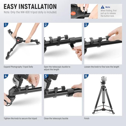 NEEWER Photography Tripod Dolly, Heavy Duty 33lbs Capacity Tripod Wheels with 2 inch Rubber Wheels, Adjustable Leg Mount and Carry Bag for Canon Nikon Sony DSLR Cameras Camcorder Photo Video Lighting - style: NW-600 with 2" Wheels