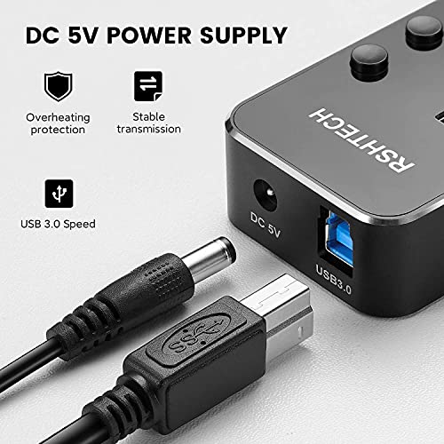 Powered USB hub RSHTECH 4 Port USB C to USB 3.0 Port Hub Expander Aluminum Portable USB 3.0 hub Splitter with 5V AC Adapter and Individual On/Off Switches (RSH-516-C) - size: 4-Port Powered USB C Hub
