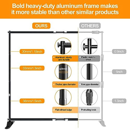 FUDESY 10 x 8ft Backdrop Banner Stand, Heavy Duty Adjustable Photo Background Stand Kit with Carrying Bag, Step and Repeat Frame Stand for Parties Wedding Trade Show Photo Booth Display - size: 8x10ft